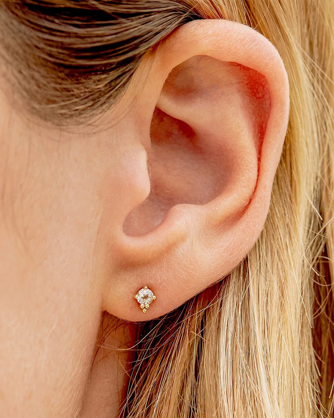 14k gold | gorjana jewelry | Aquamarine Trinity Stud | Blue stud earring | March birthstone