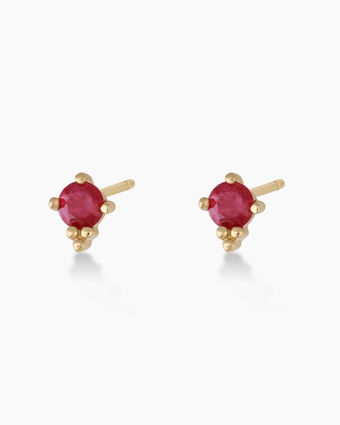 14k gold | gorjana jewelry | Ruby Trinity Studs | Ruby Earrings | July birthstone