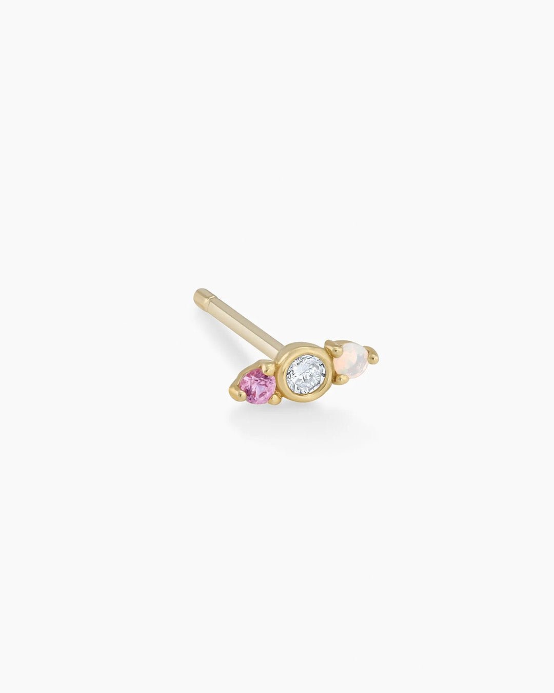 14k gold | gorjana jewelry | Diamond and Pink Sapphire Stud