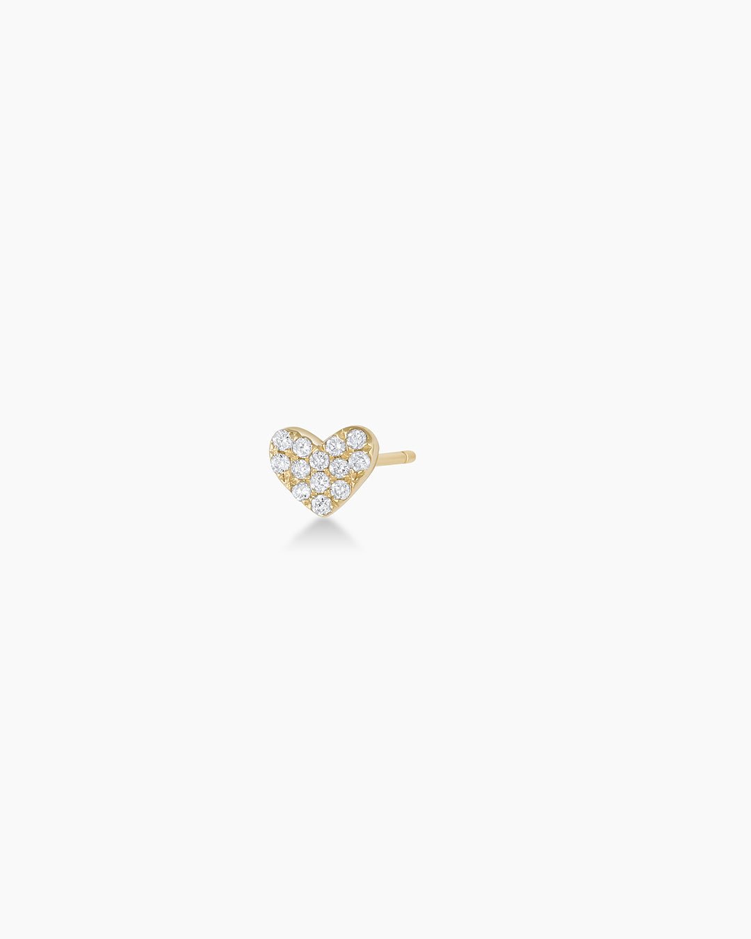 Diamond Pave Heart Stud || option::14k Solid Gold, Single
