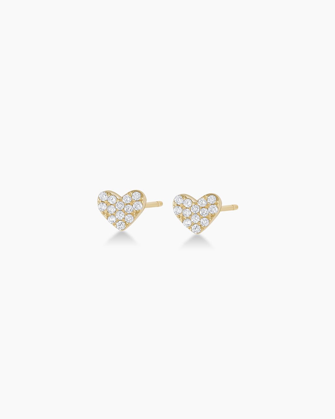 Diamond Pave Heart Stud || option::14k Solid Gold, Pair