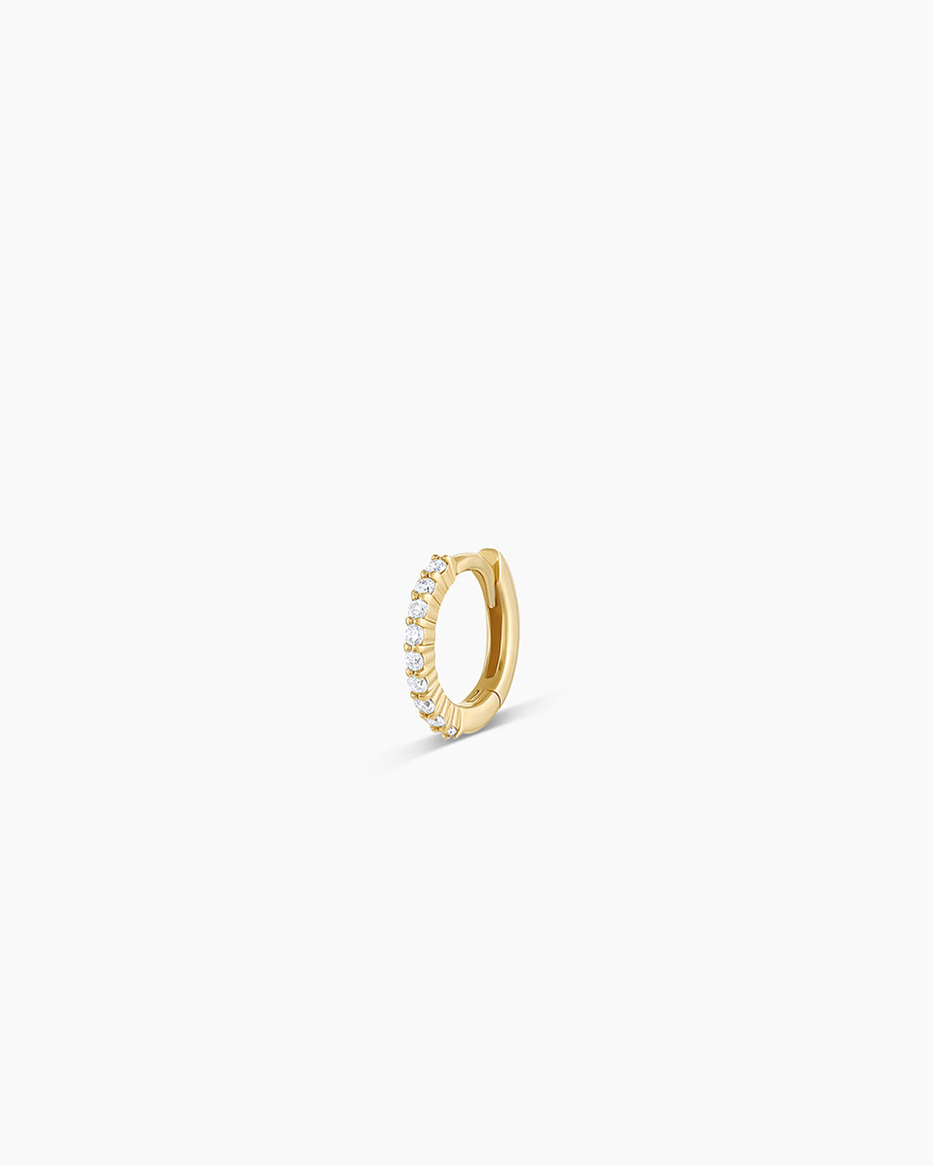 Diamond Pave 9 mm Huggie || option::14K Solid Gold, 9mm