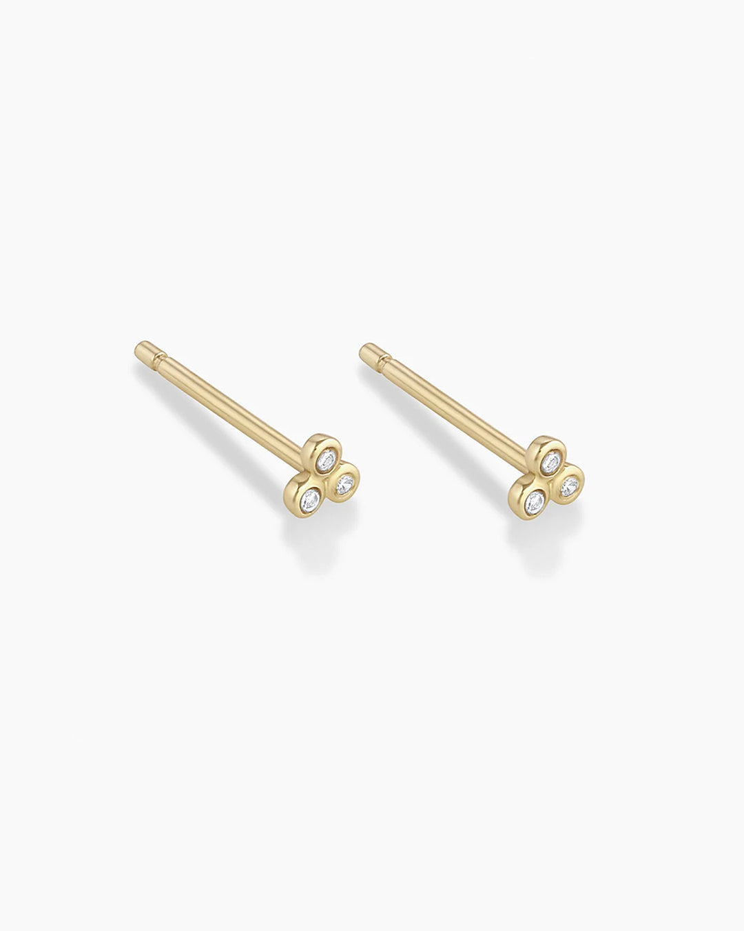 Classic Diamond Trio Stud || option::14k Solid Gold, Pair