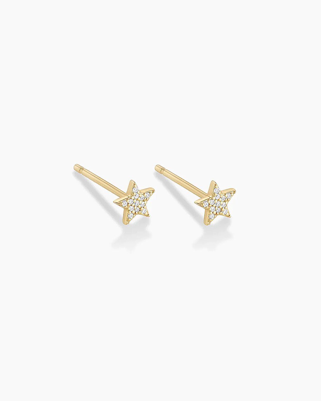 Diamond Star Studs || option::14k Solid Gold, Pair