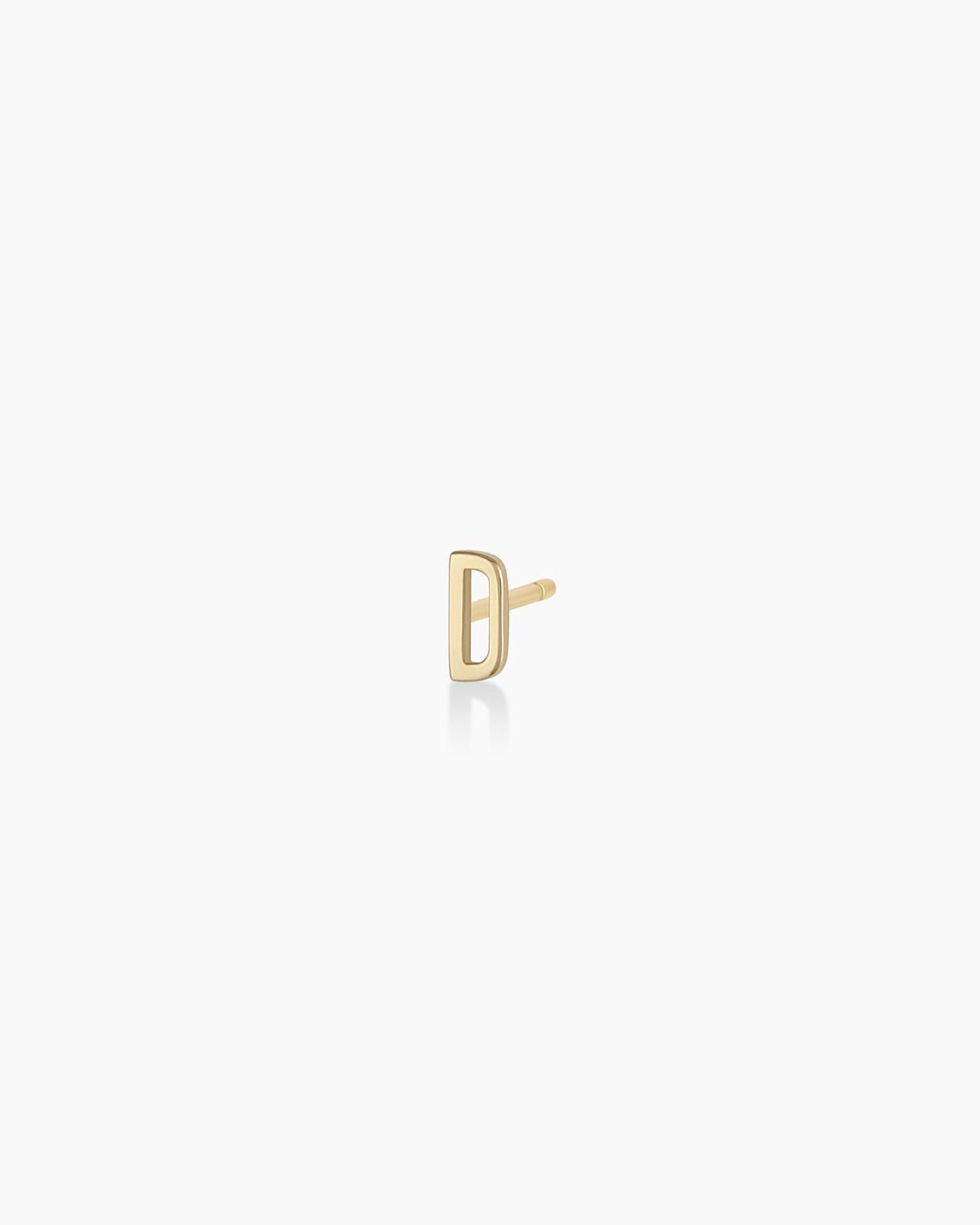 Woman wearing alphabet earring stud || option::14k Solid Gold, D, Single