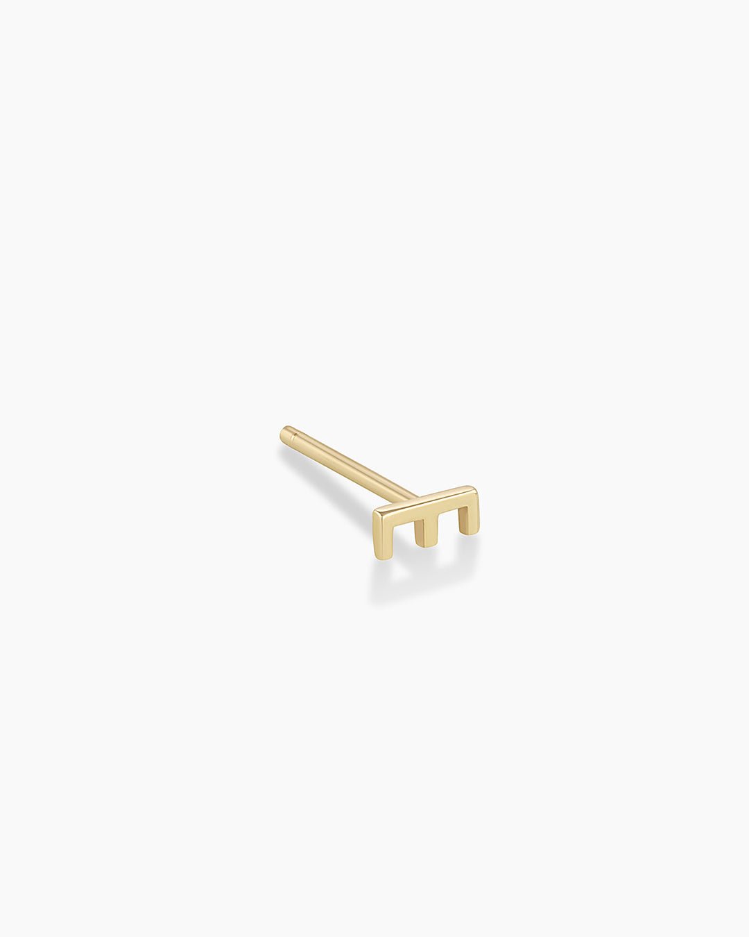 Alphabet earring stud || option::14k Solid Gold, E, Single
