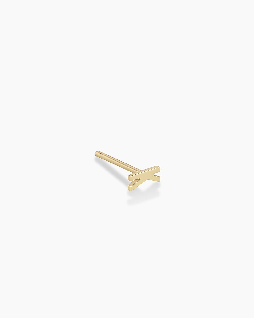 Alphabet earring stud || option::14k Solid Gold, K, Single