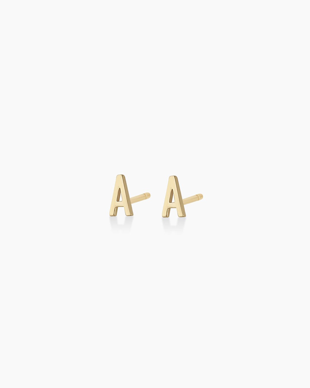 Alphabet earring stud || option::14k Solid Gold, A, Pair