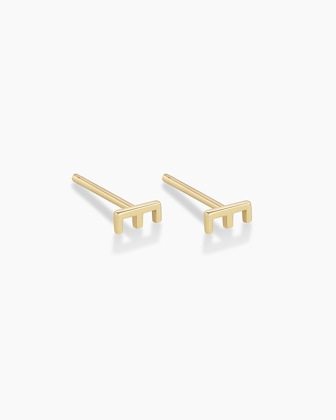 Alphabet earring stud || option::14k Solid Gold, E, Pair
