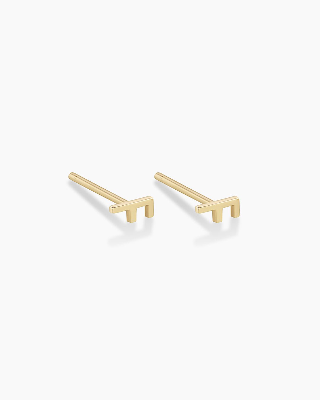 Alphabet earring stud || option::14k Solid Gold, F, Pair