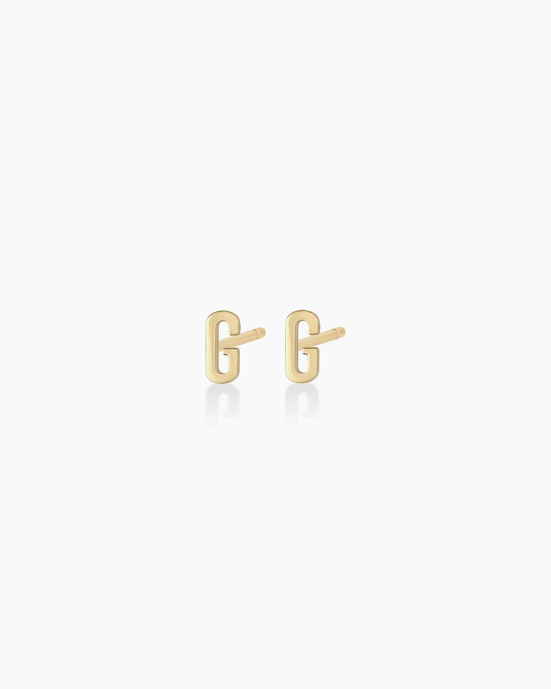 Alphabet earring stud || option::14k Solid Gold, G, Pair
