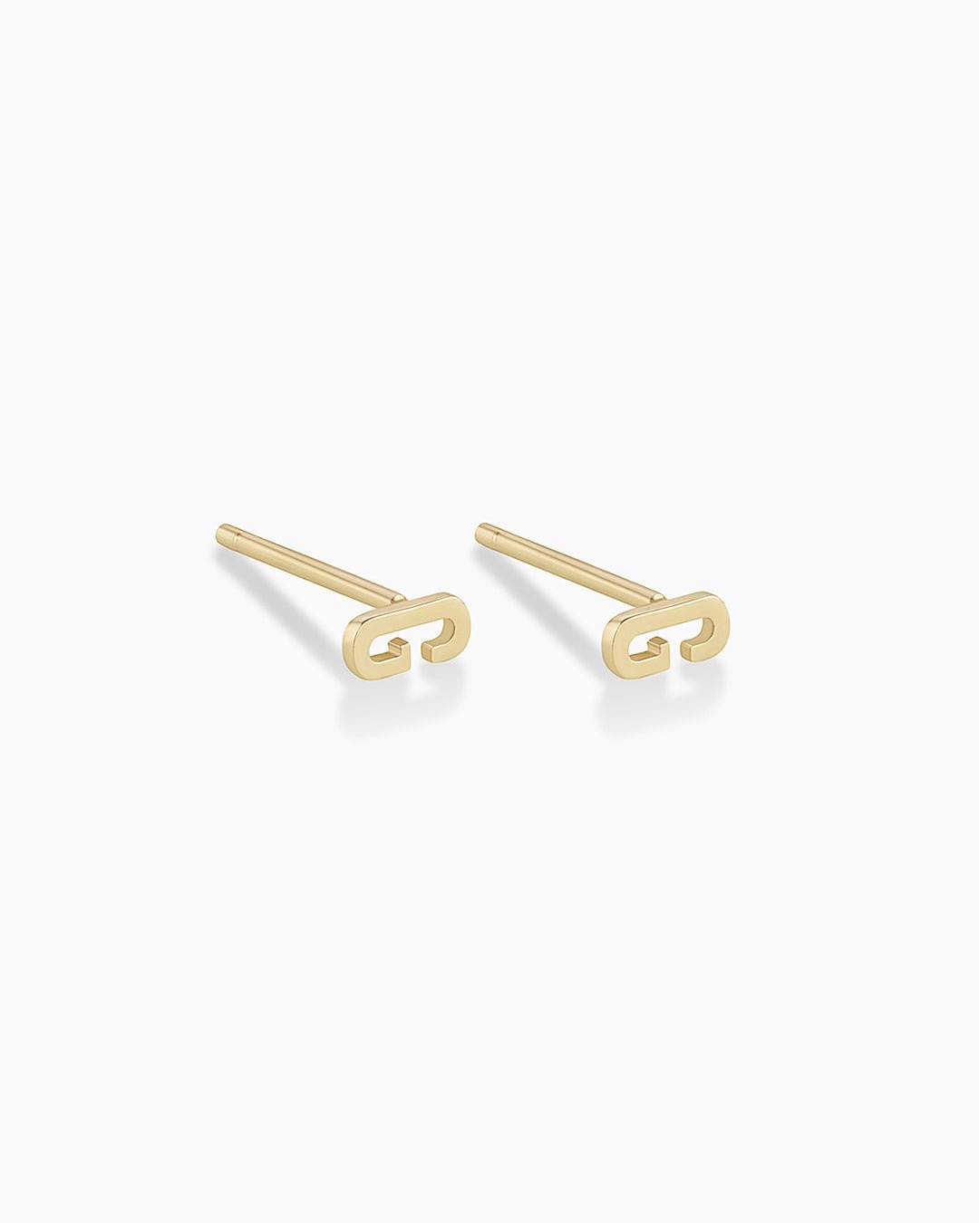 Alphabet earring stud || option::14k Solid Gold, G, Pair