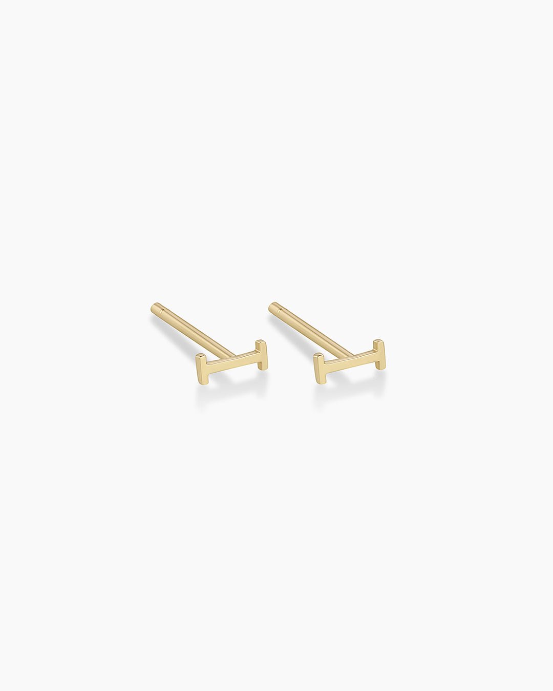 Alphabet earring stud || option::14k Solid Gold, I, Pair
