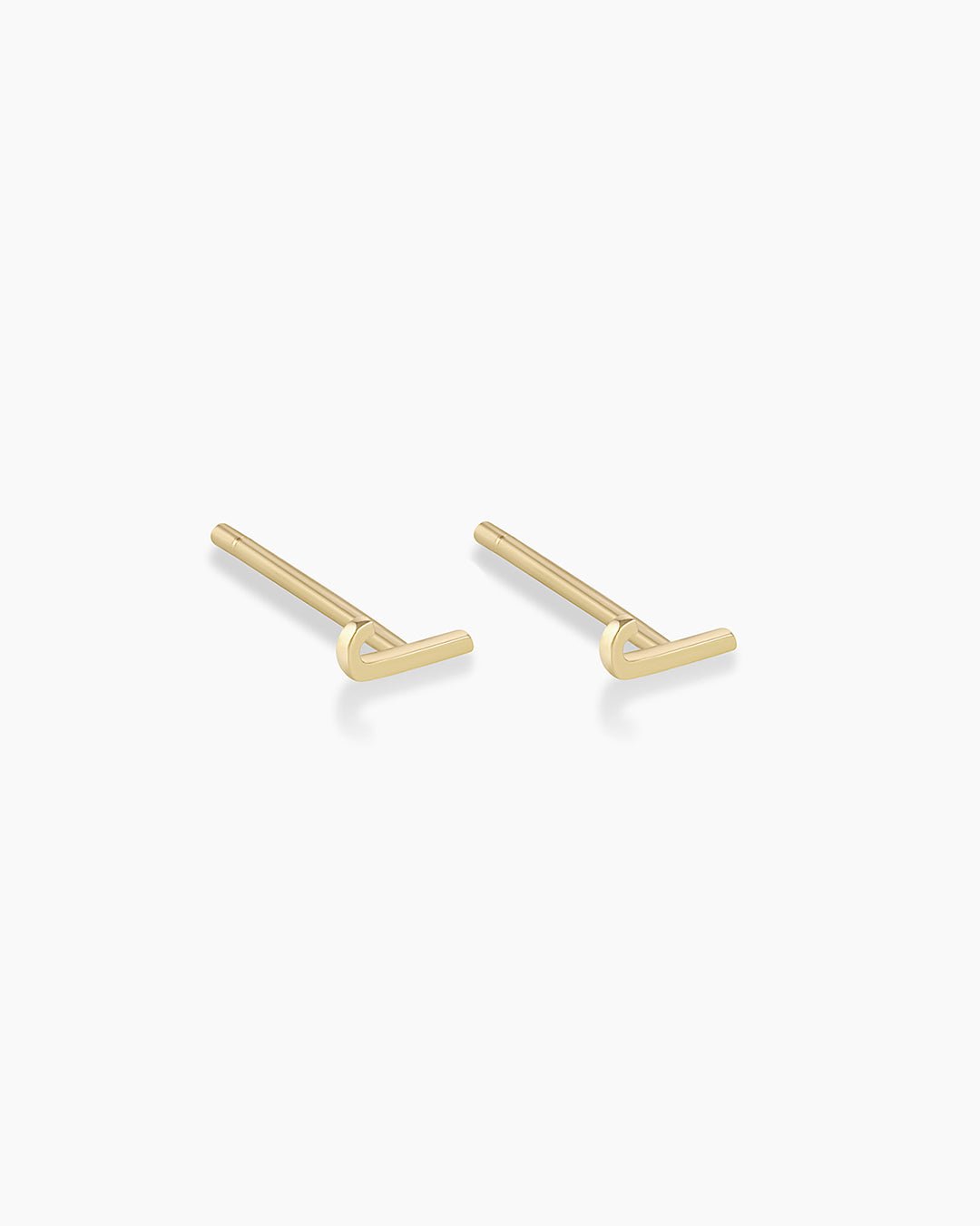 Alphabet earring stud || option::14k Solid Gold, J, Pair