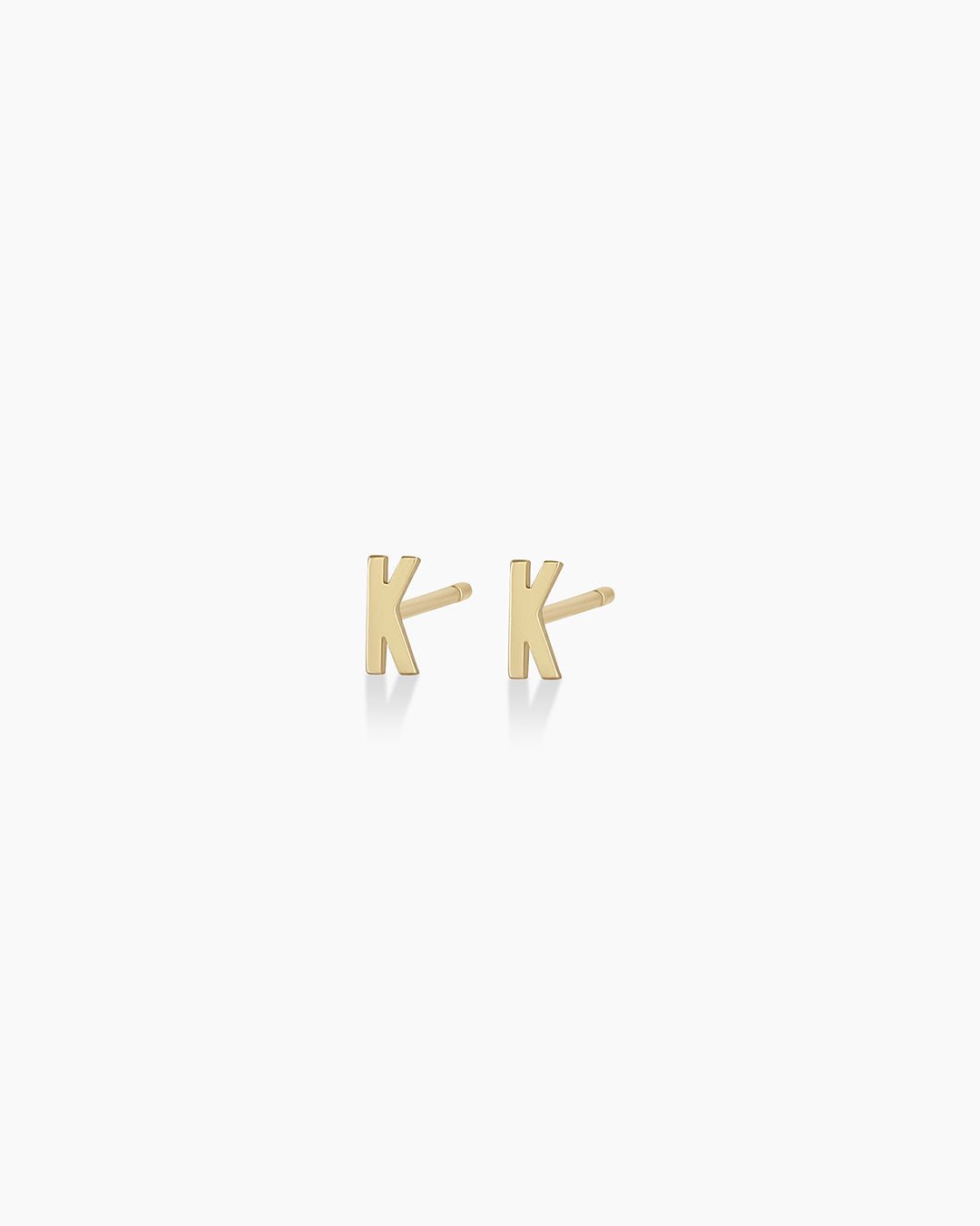Alphabet earring stud || option::14k Solid Gold, K, Pair