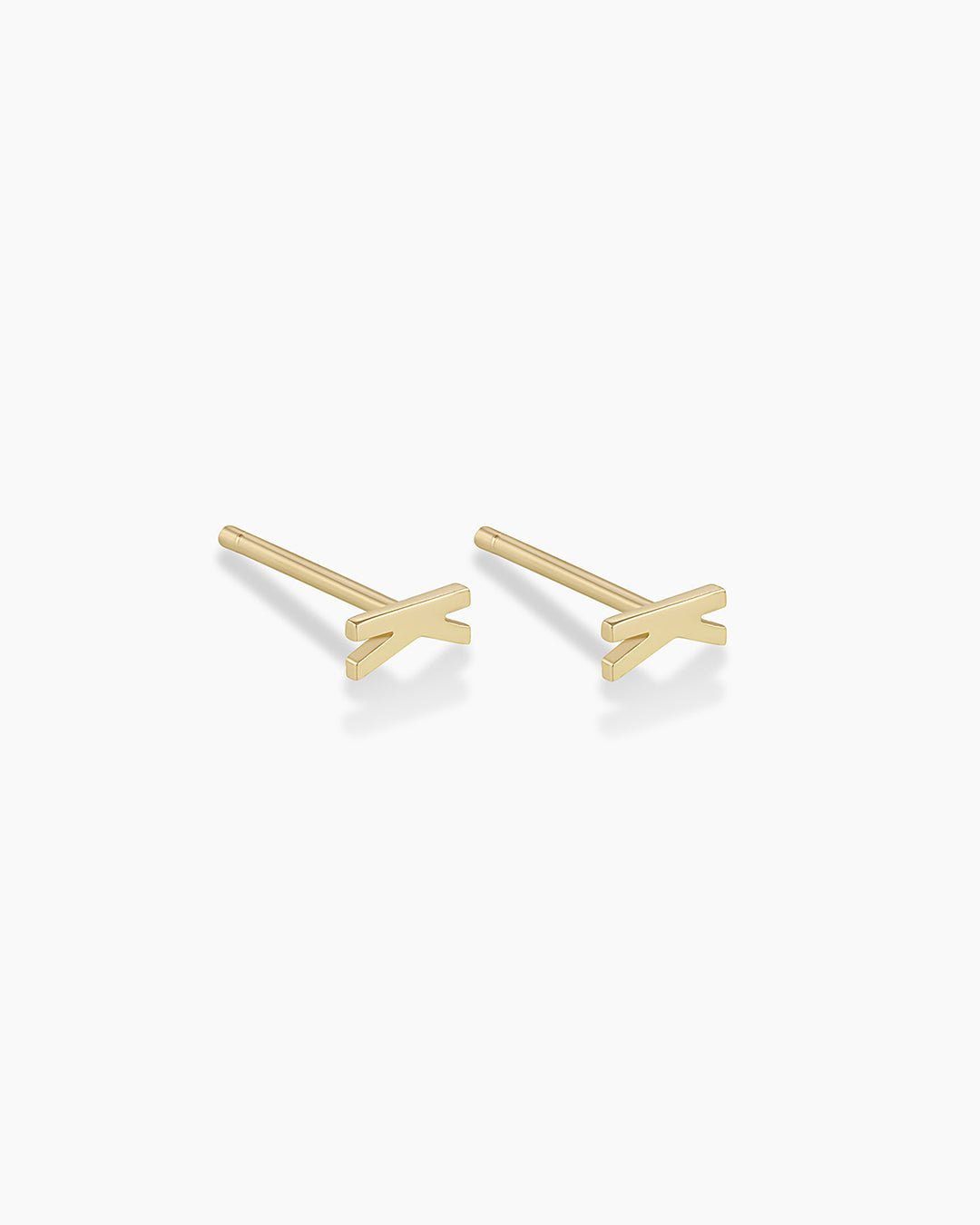 Alphabet earring stud || option::14k Solid Gold, K, Pair