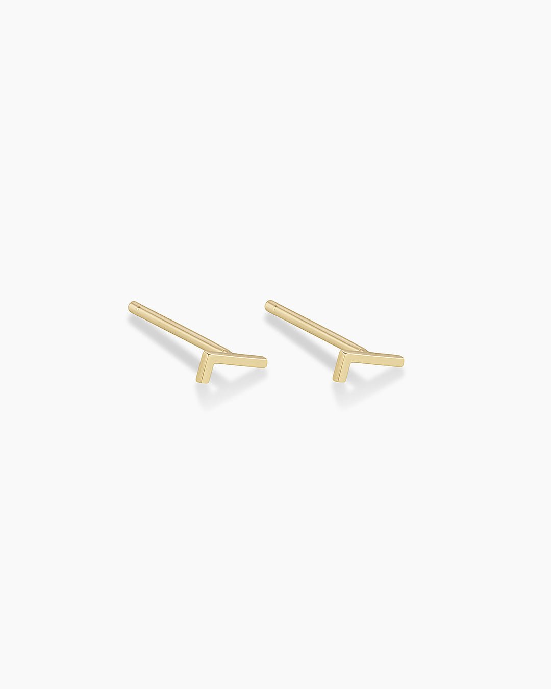 Alphabet earring stud || option::14k Solid Gold, L, Pair