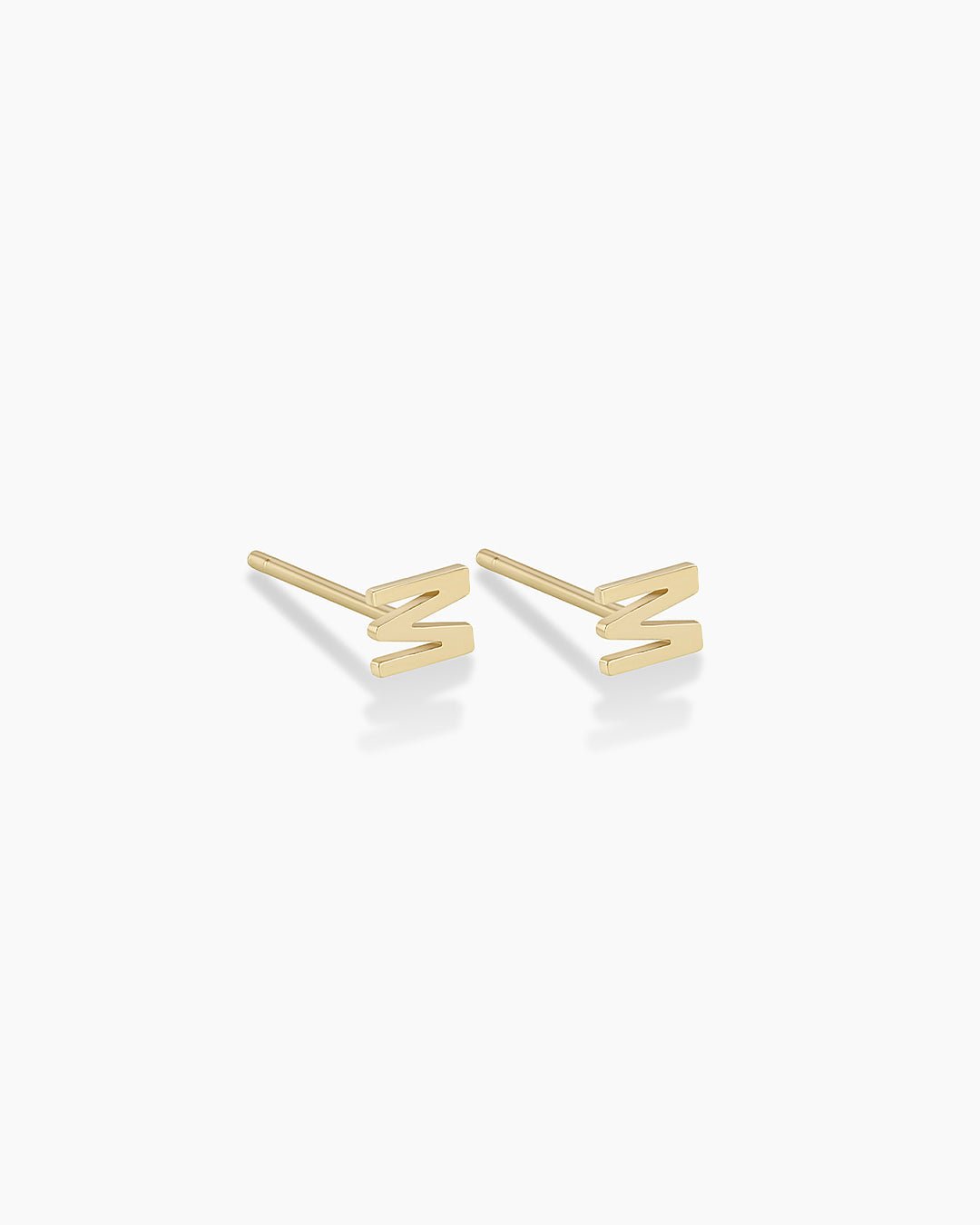 Alphabet earring stud || option::14k Solid Gold, M, Pair