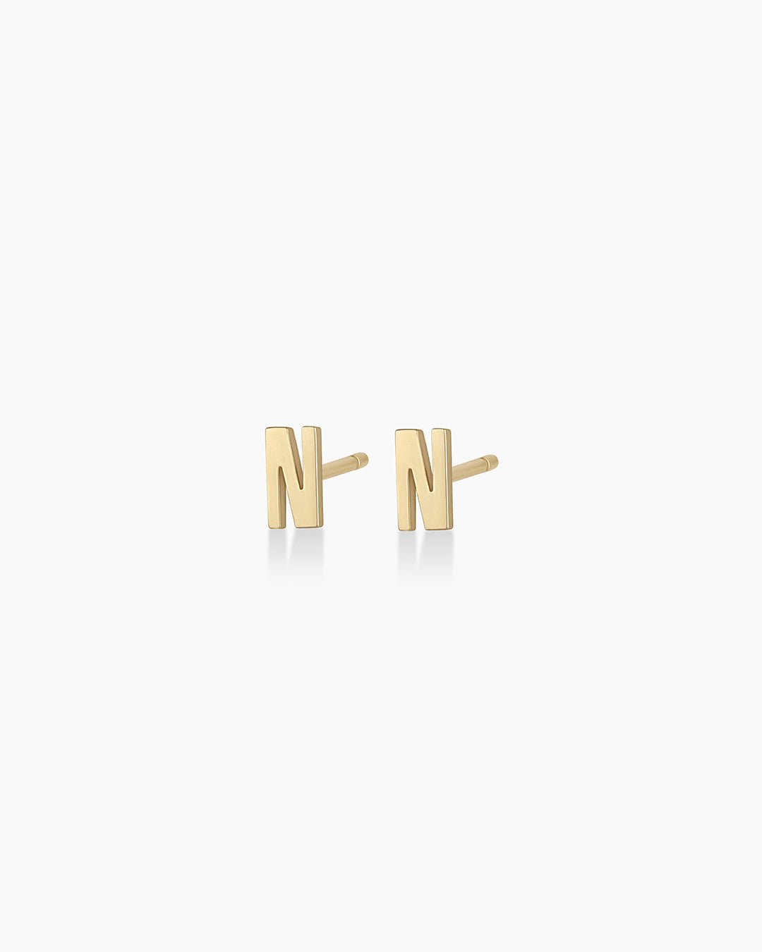 Alphabet earring stud || option::14k Solid Gold, N, Pair