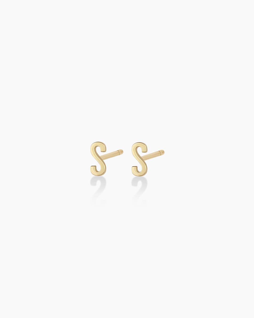 Alphabet earring stud || option::14k Solid Gold, S, Pair