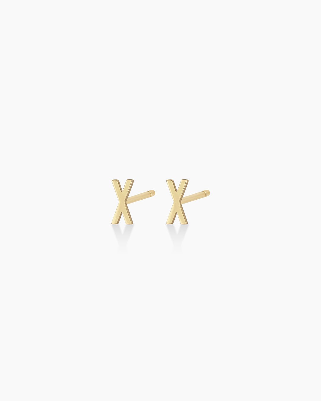 Alphabet earring stud || option::14k Solid Gold, X, Pair