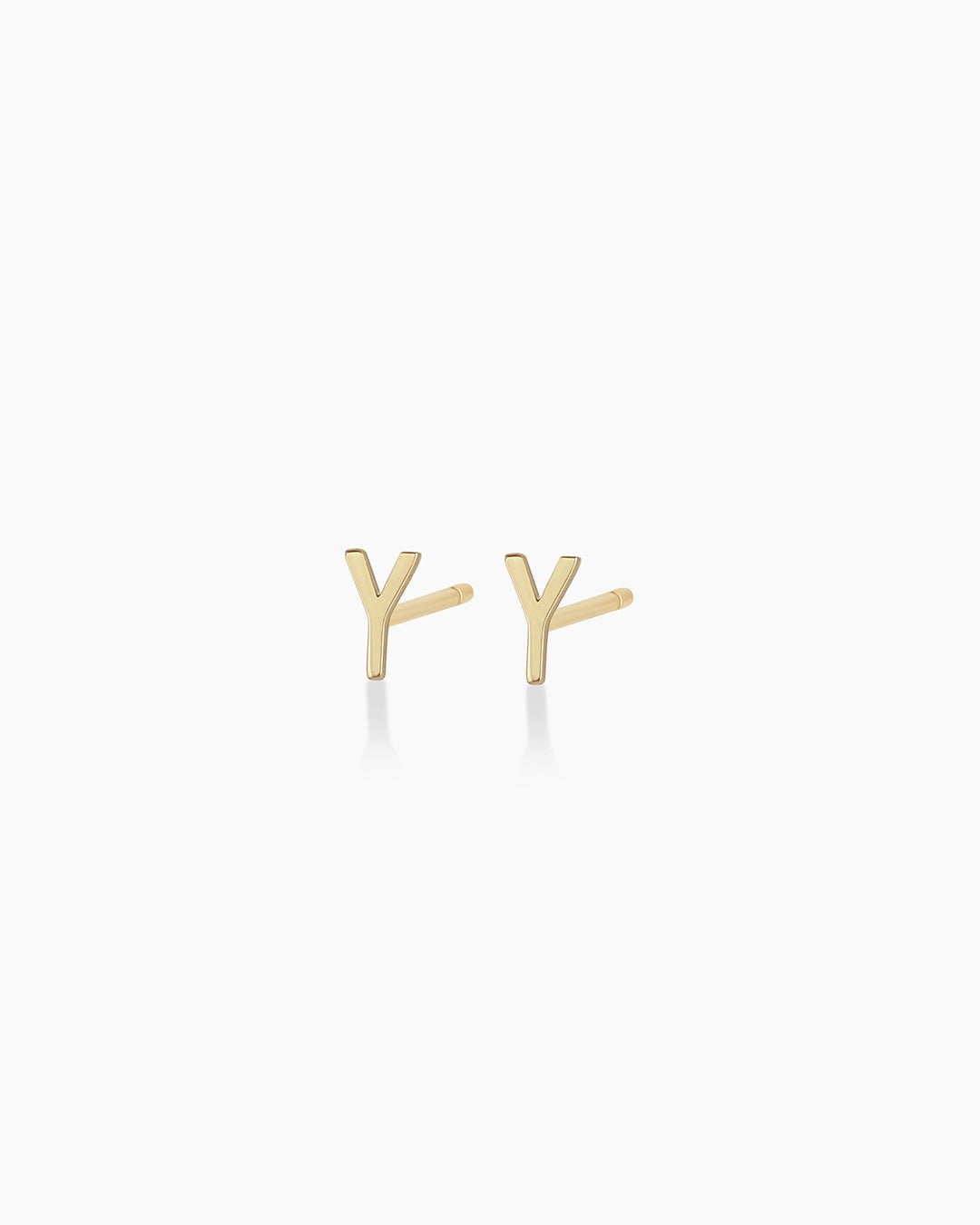 Alphabet earring stud || option::14k Solid Gold, Y, Pair