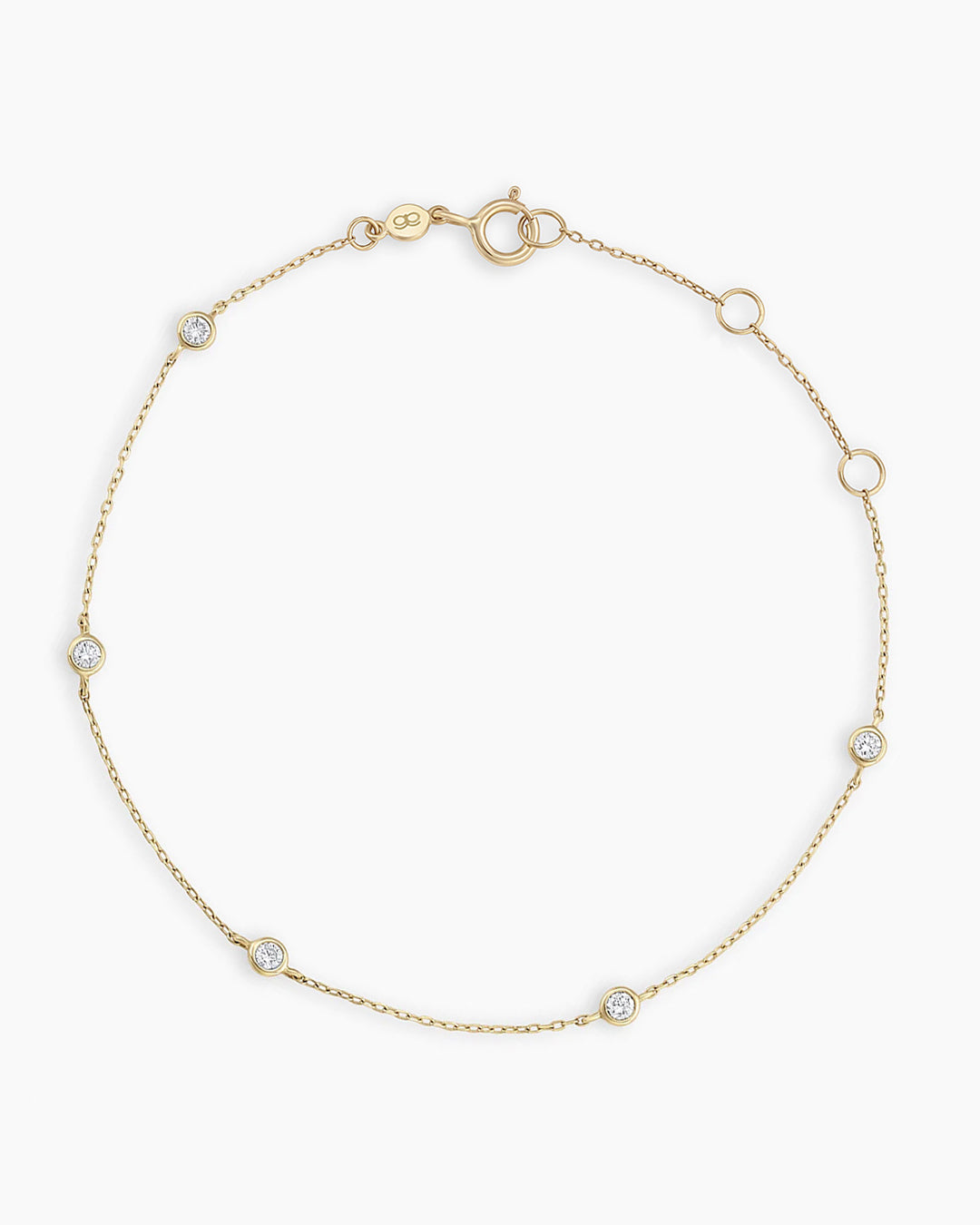 Classic Five Diamond Bracelet || option::14k Solid Gold