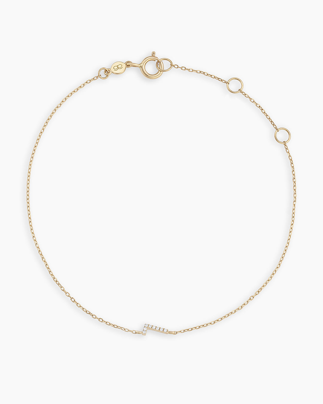 Diamond Pavé Alphabet Bracelet #L || option::14k Solid Gold, L