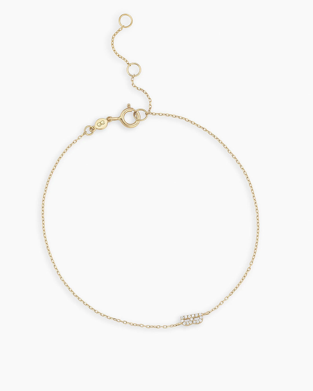 Diamond Pavé Alphabet Bracelet #B || option::14k Solid Gold, B