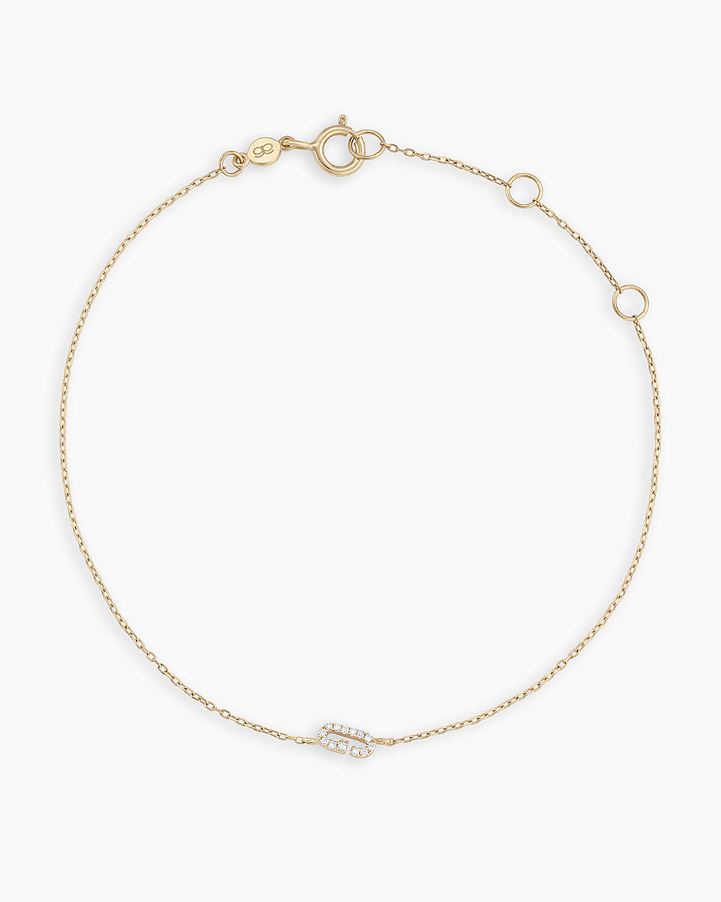 Diamond Pavé Alphabet Bracelet #G || option::14k Solid Gold, G