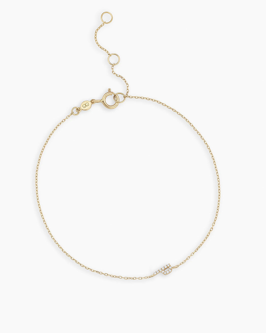 Diamond Pavé Alphabet Bracelet #P || option::14k Solid Gold, P