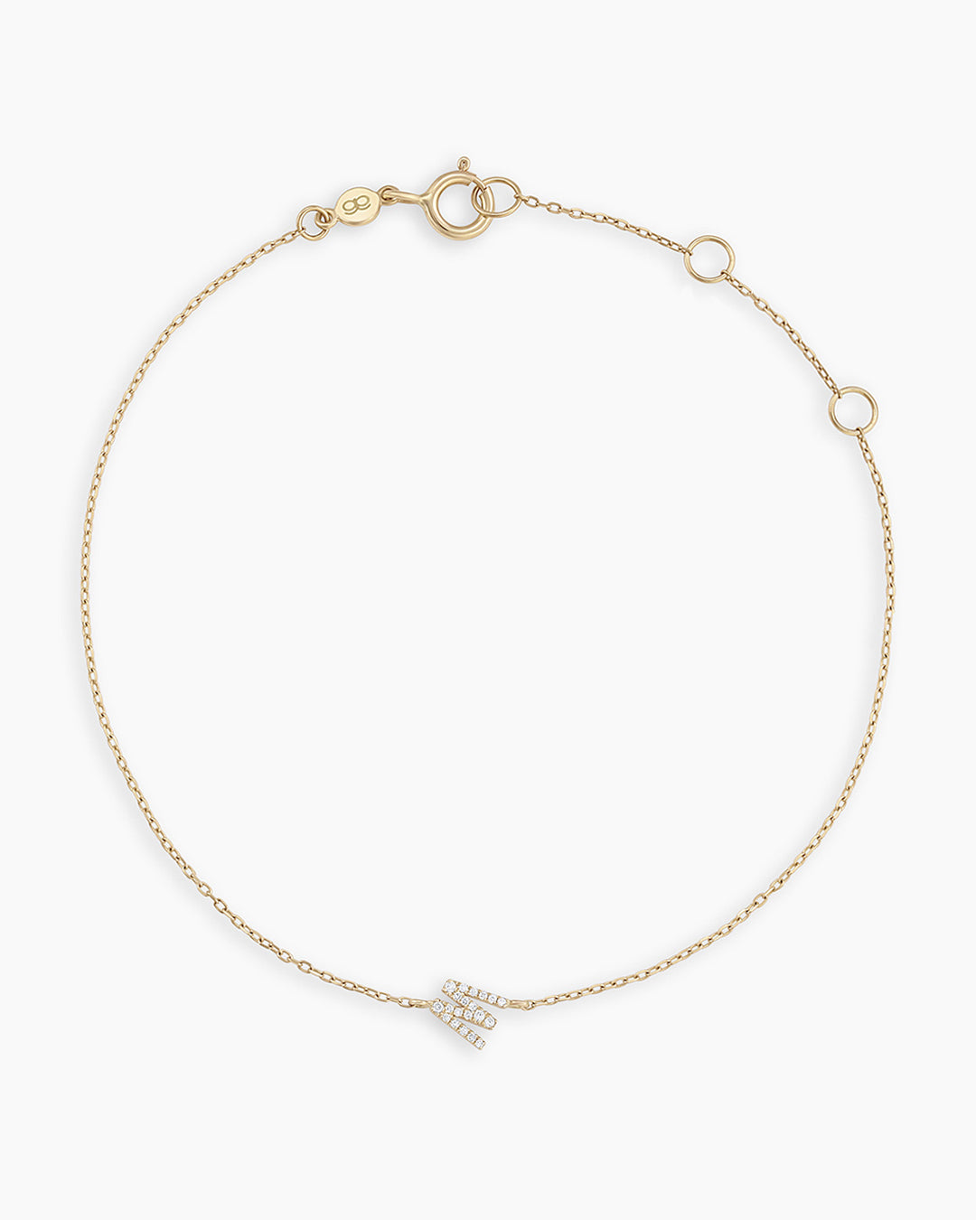 Diamond Pavé Alphabet Bracelet #W || option::14k Solid Gold, W