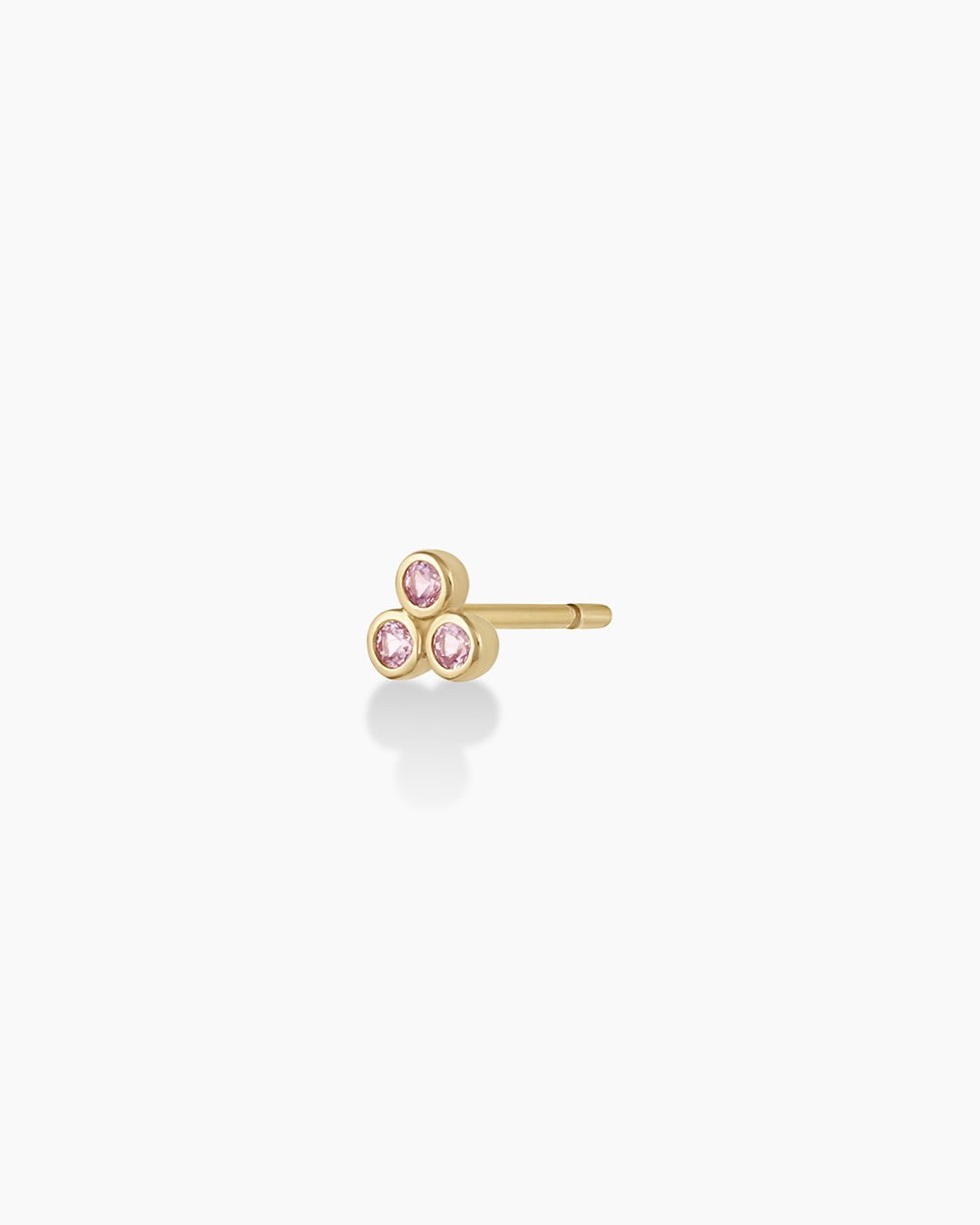 Classic Pink Sapphire Trio Stud || option::14k Solid Gold, Single