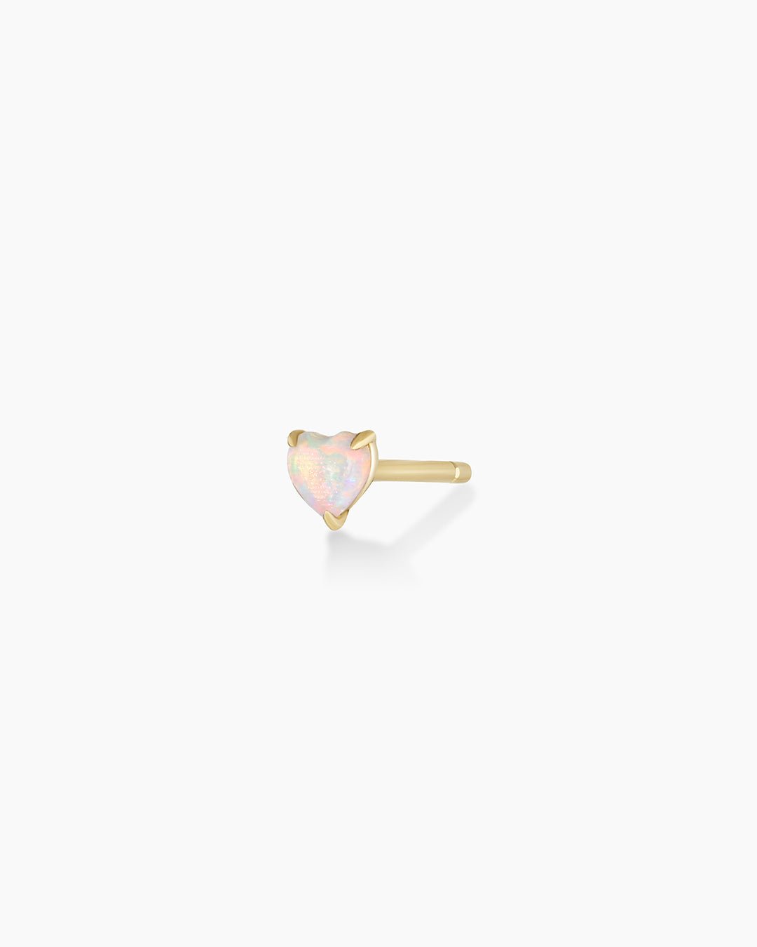 Opal Heart Stud || option::14k Solid Gold, Single