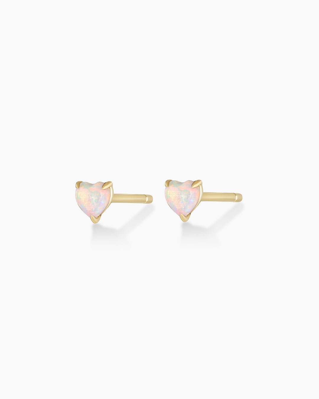Opal Heart Stud || option::14k Solid Gold, Pair