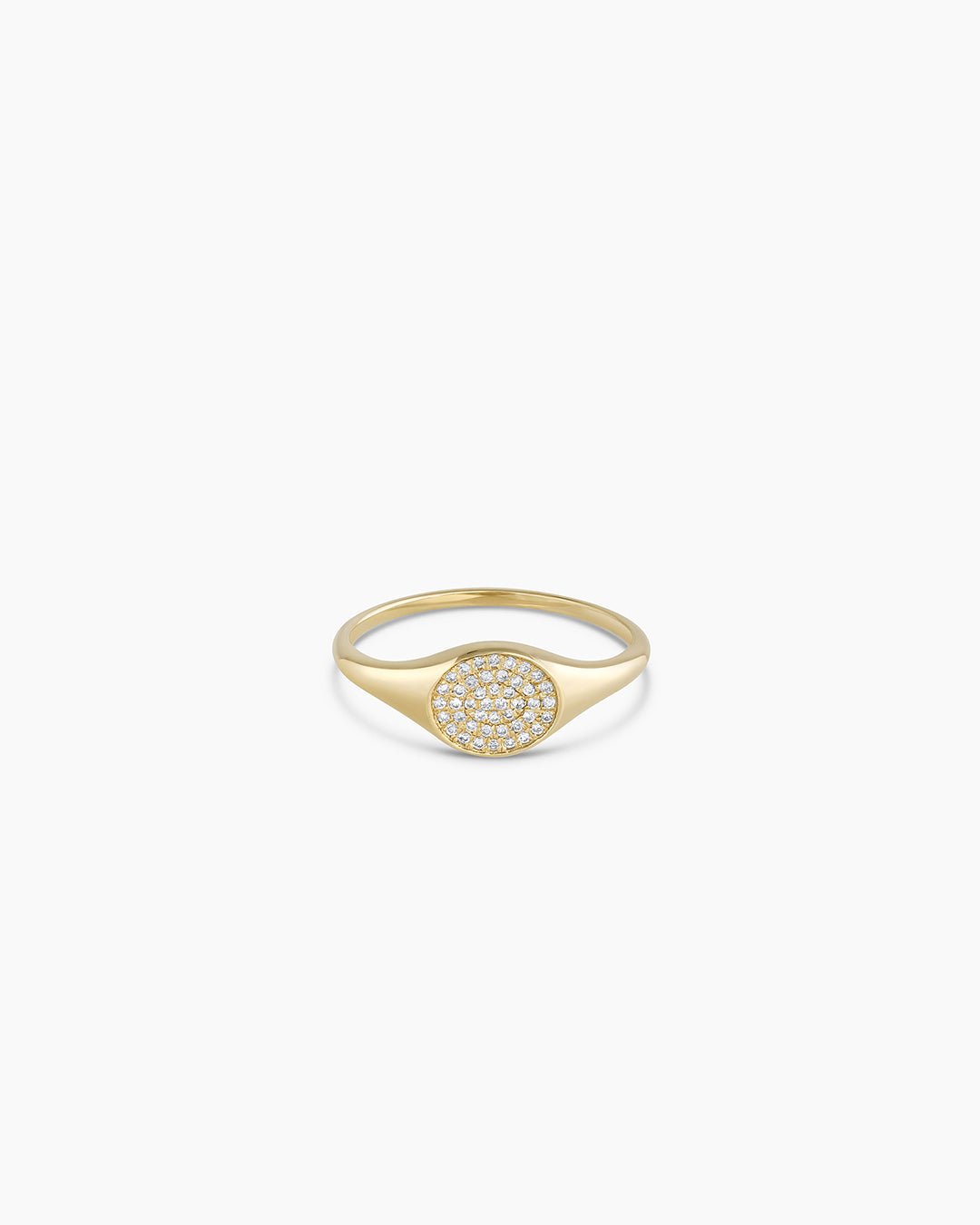 Diamond Pavé Signet Ring || option::14k Solid Gold
