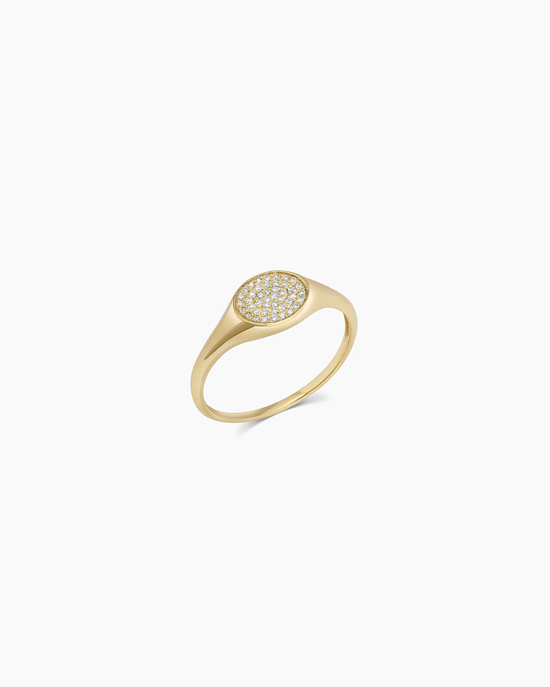 Diamond Pavé Signet Ring || option::14k Solid Gold