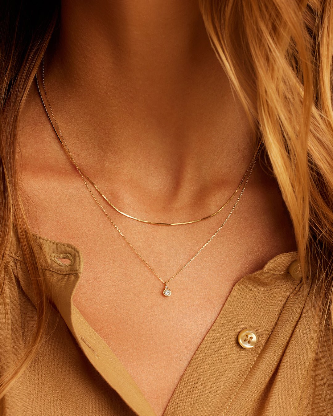 Diamond Birthstone Necklace Birthstone Necklace || option::14k Solid Gold, Diamond || set::14k-gold-birthstone-necklace-diamond-stl