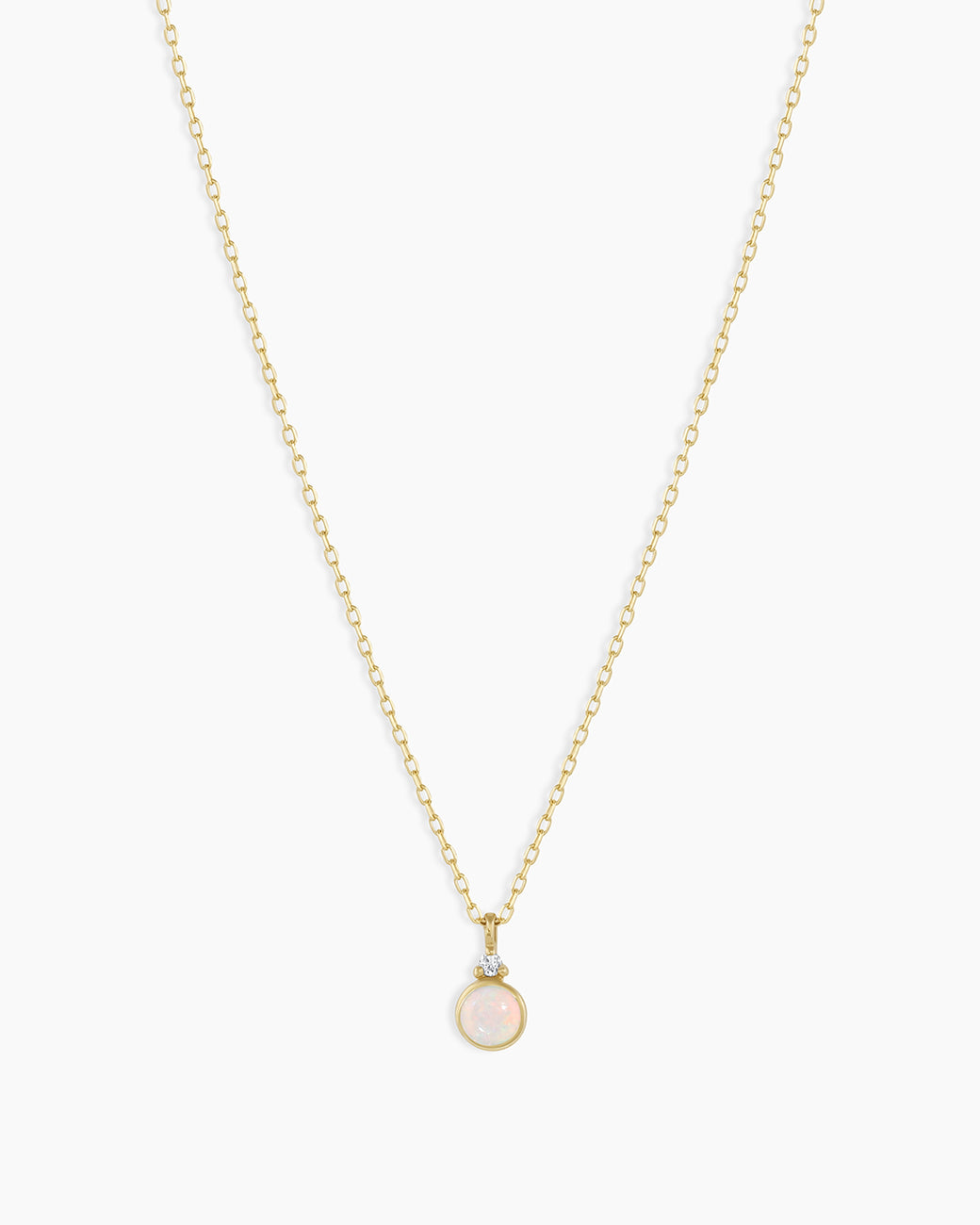 Opal Birthstone Necklace October Birthstone Necklace  || option::14K Solid Gold, Opal - October
