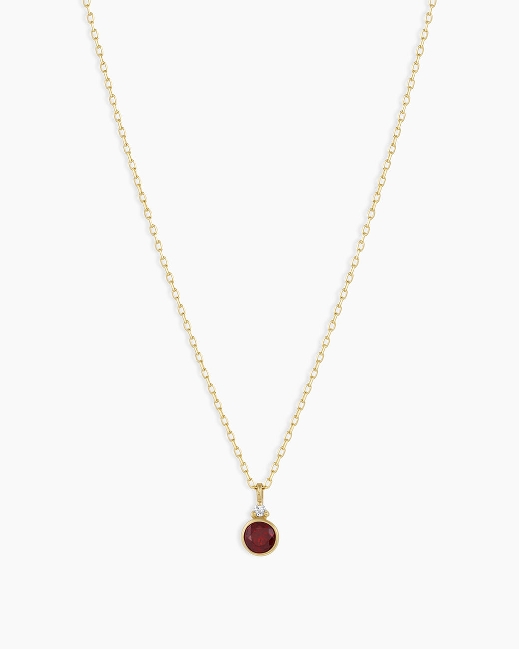 Garnet Birthstone Necklace January Birthstone Necklace   || option::14k Solid Gold, Garnet - January