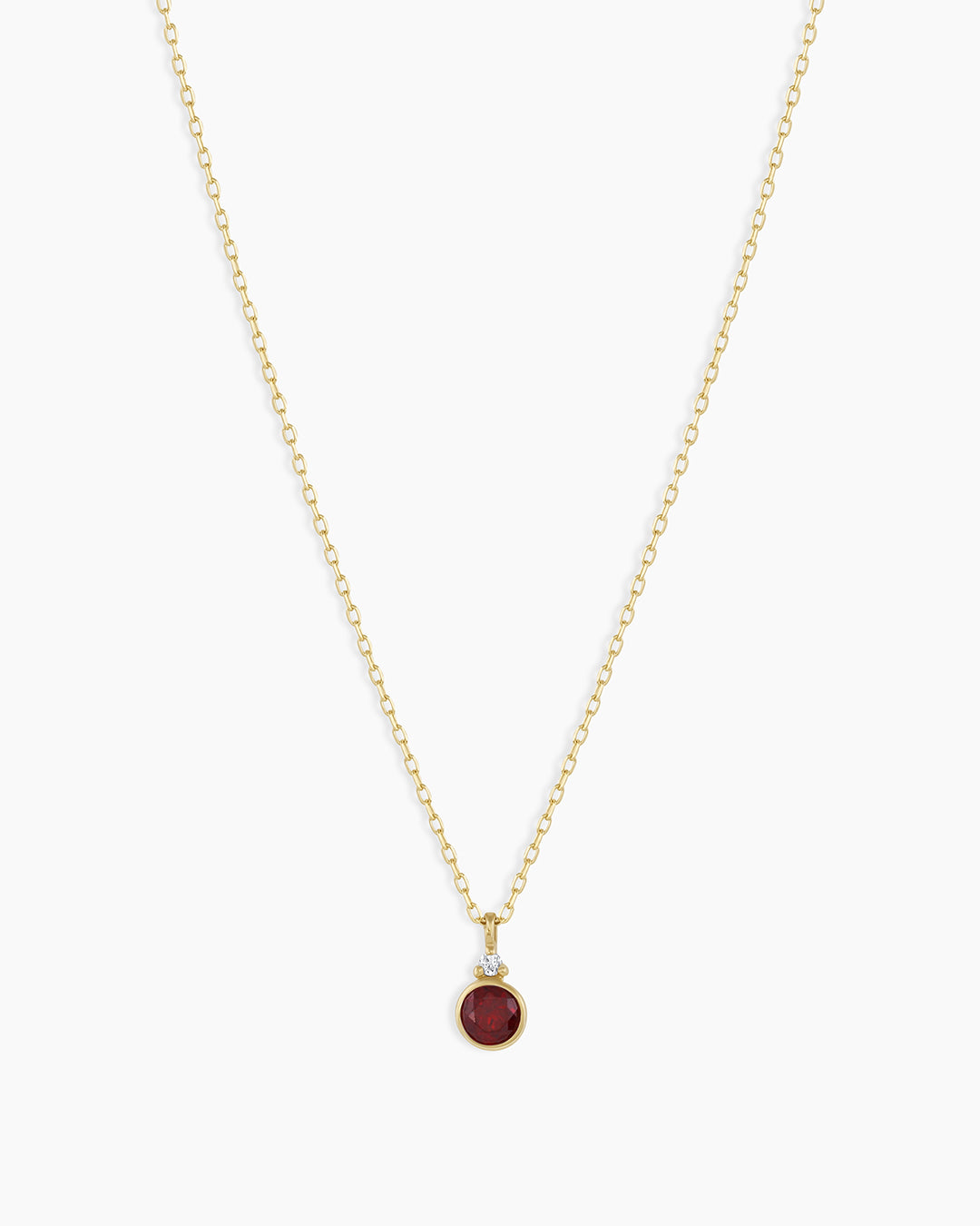 Garnet Birthstone Necklace January Birthstone Necklace   || option::14k Solid Gold, Garnet - January
