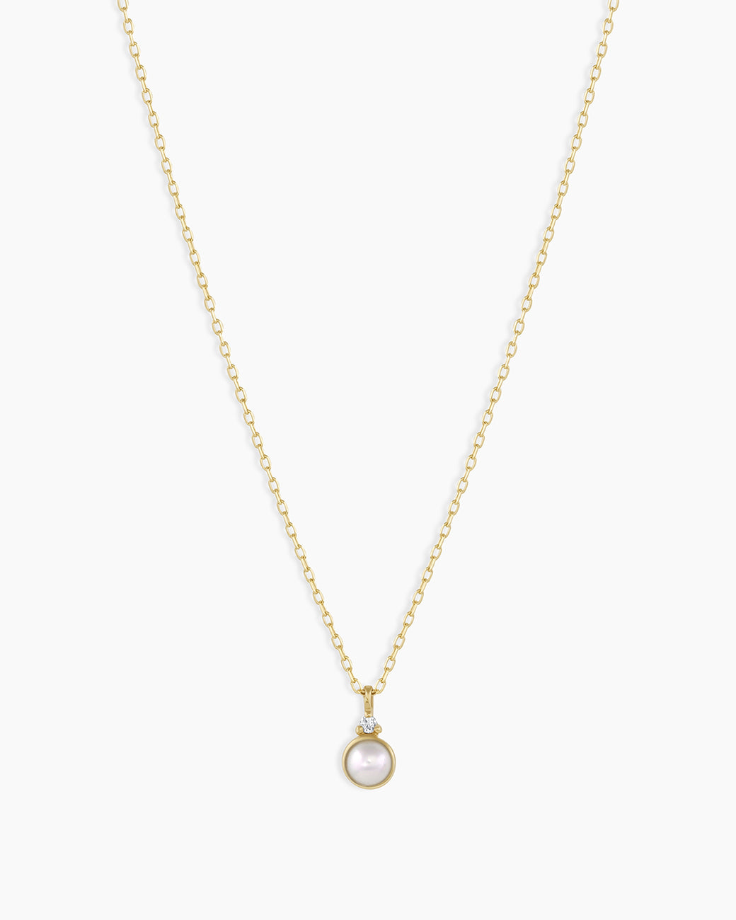 Pearl Birthstone Necklace June Birthstone Necklace  || option::14K Solid Gold, Pearl - June