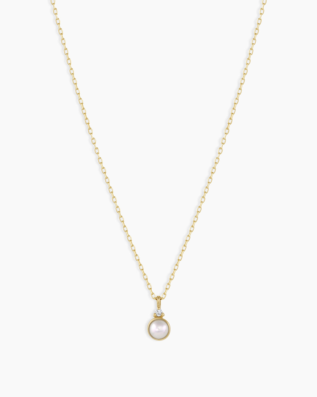 Pearl Birthstone Necklace  June Birthstone Necklace   || option::14k Solid Gold, Pearl - June