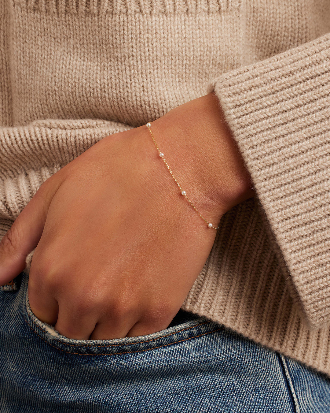 Pearl Newport Bracelet || option::14K Solid Gold, Pearl - June