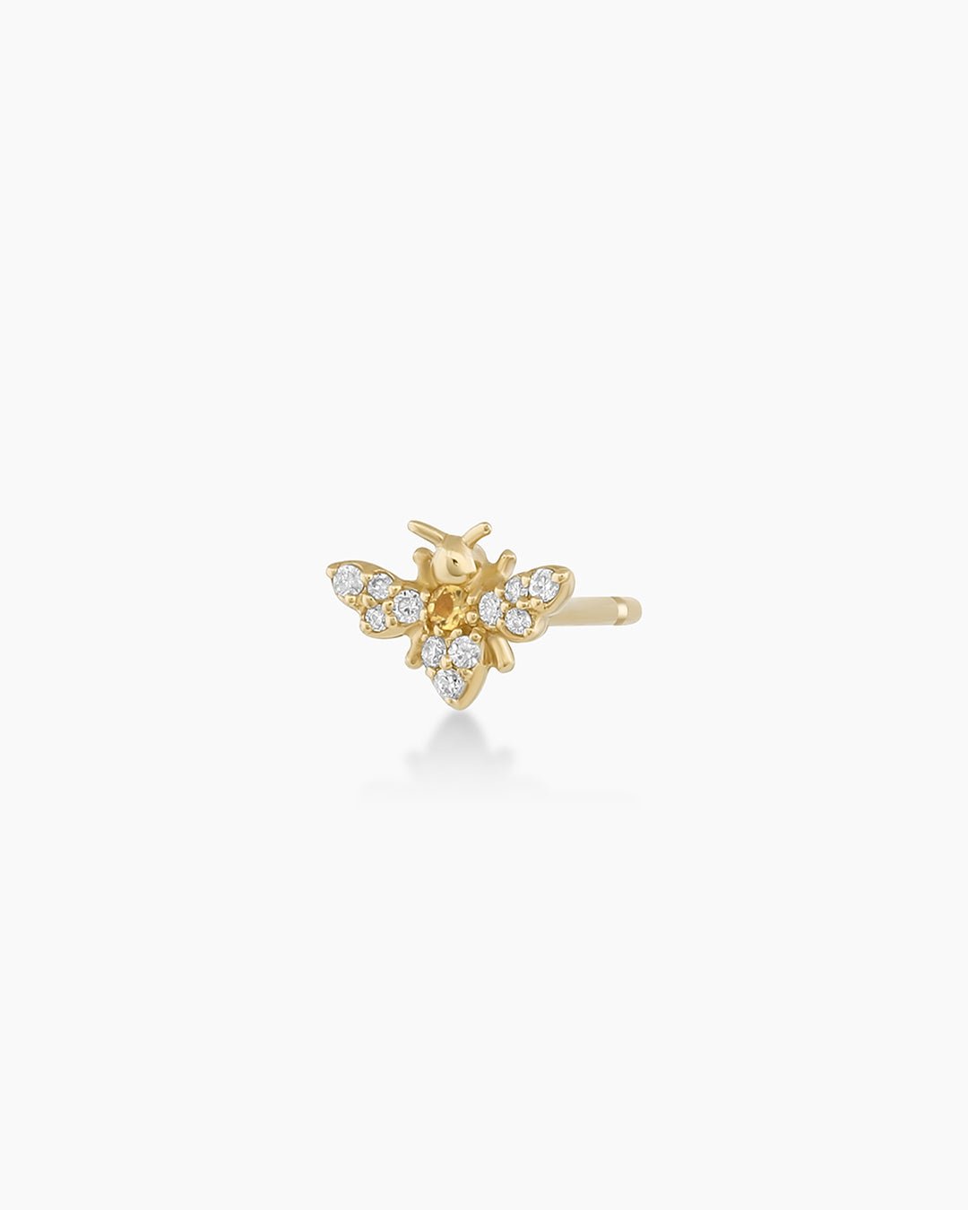 Diamond Bee Stud || option::14k Solid Gold, Pair