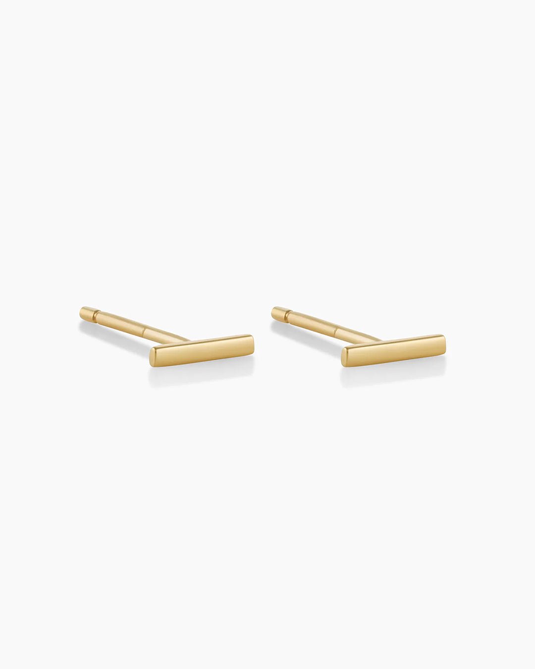 Woman wearing Rose Bar Stud || option::14k Solid Gold, Pair