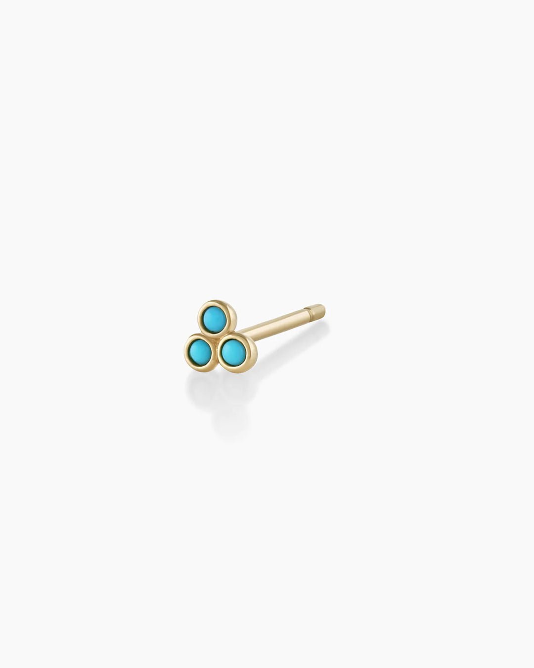 Classic Turquoise Trio Stud genuine Turquoise stud earring || option::14k Solid Gold, Single