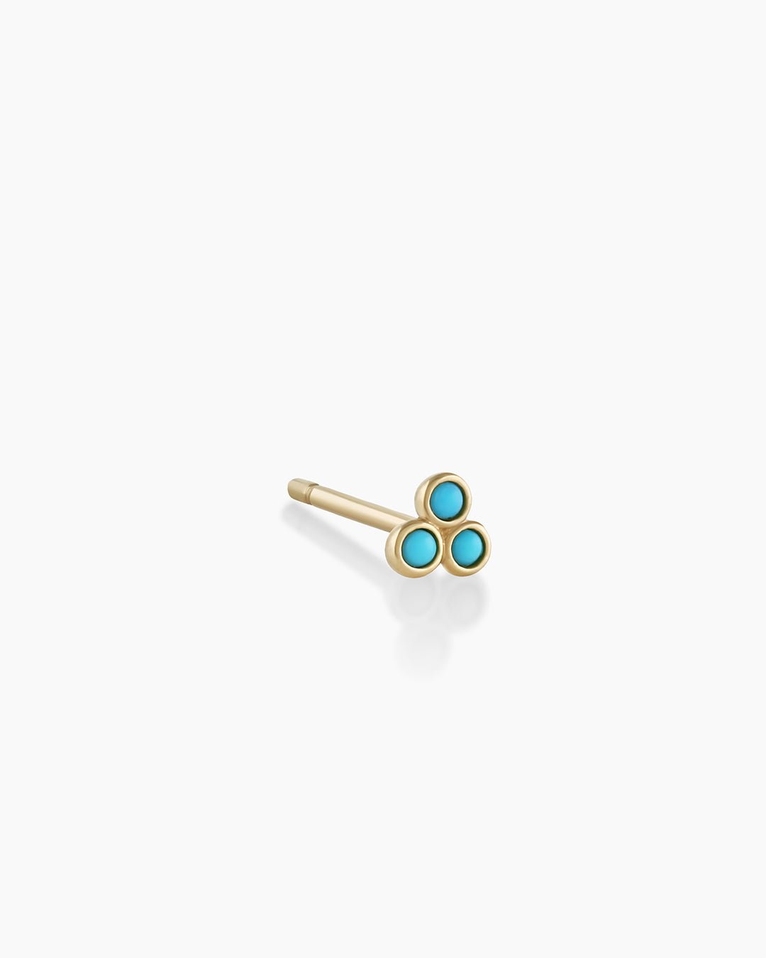 Classic Turquoise Trio Stud genuine Turquoise stud earring || option::14k Solid Gold, Single