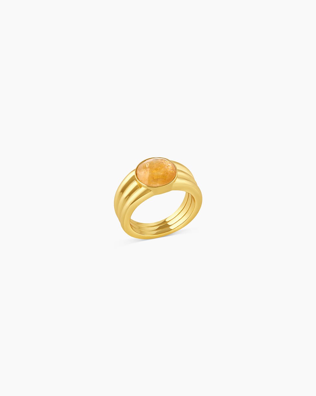 Power Gemstone Reed Ring for Abundance Citrine Ring || option::Gold Plated, Citrine