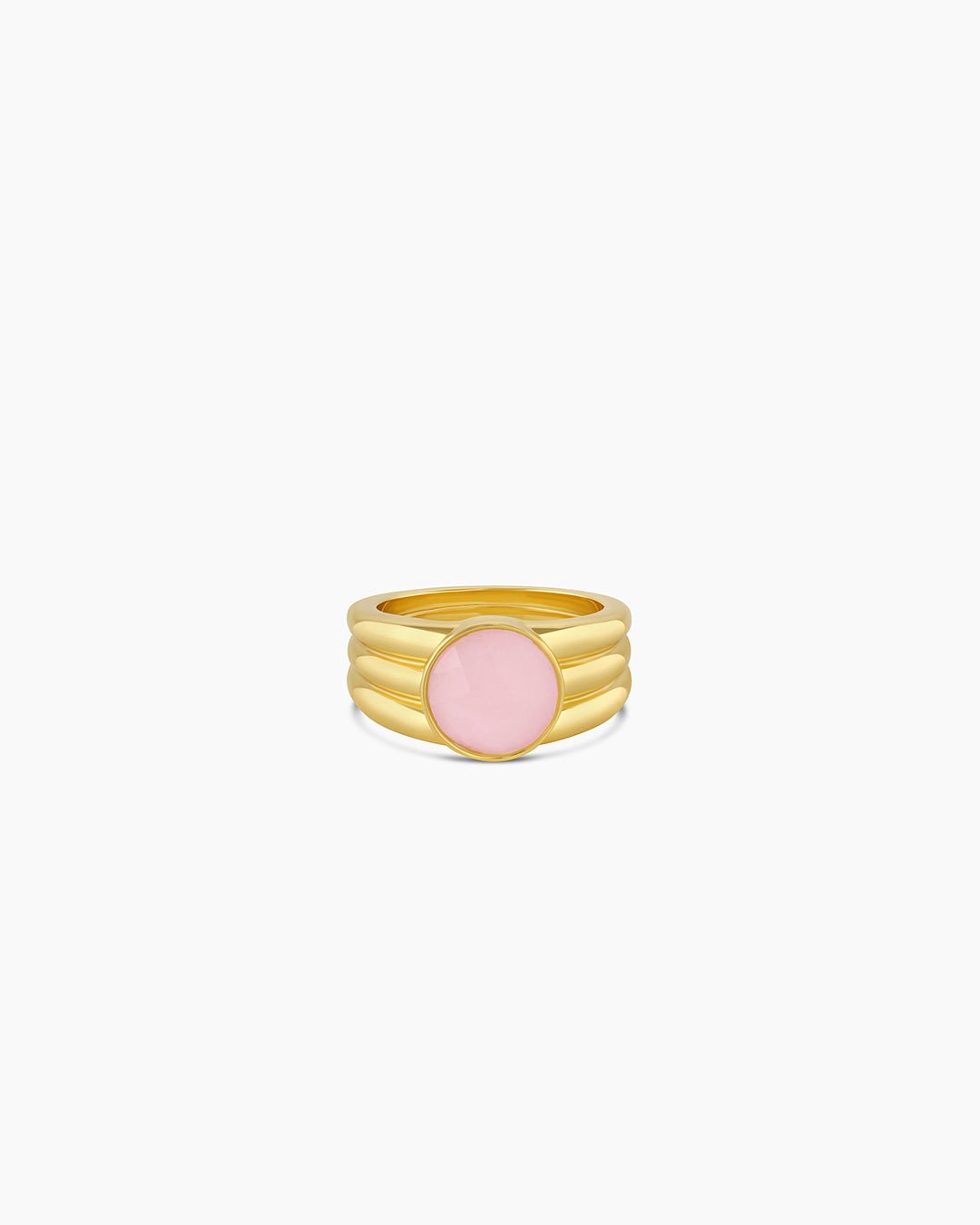 Power Gemstone Reed Ring for Love Rose Quartz Ring || option::Gold Plated, Rose Quartz
